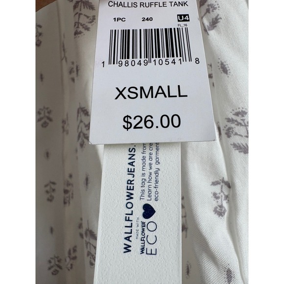 Wallflower Ruffle Tank‎ Top Sleeveless Tiered Casual White XS - Picture 3 of 5